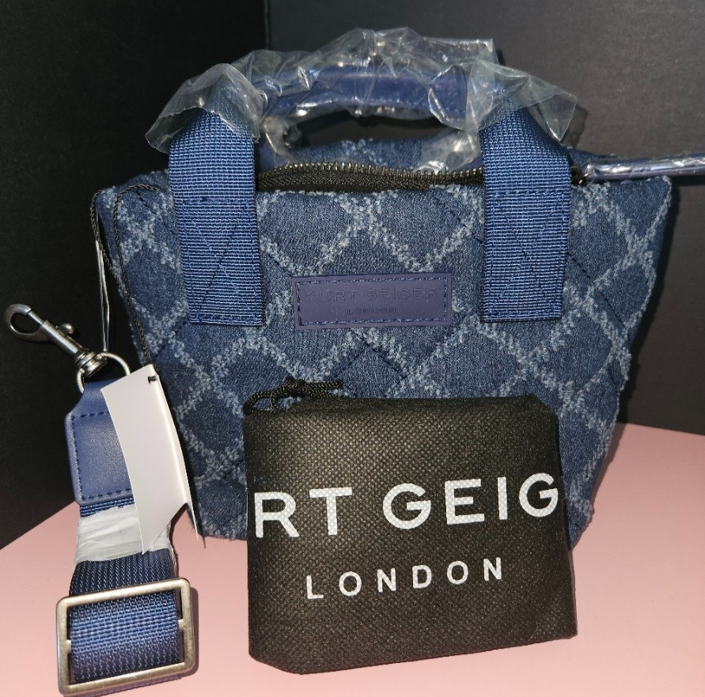 Kurt Geiger London XS Denim Crossbody Shopper w/Dust Bag, NWT